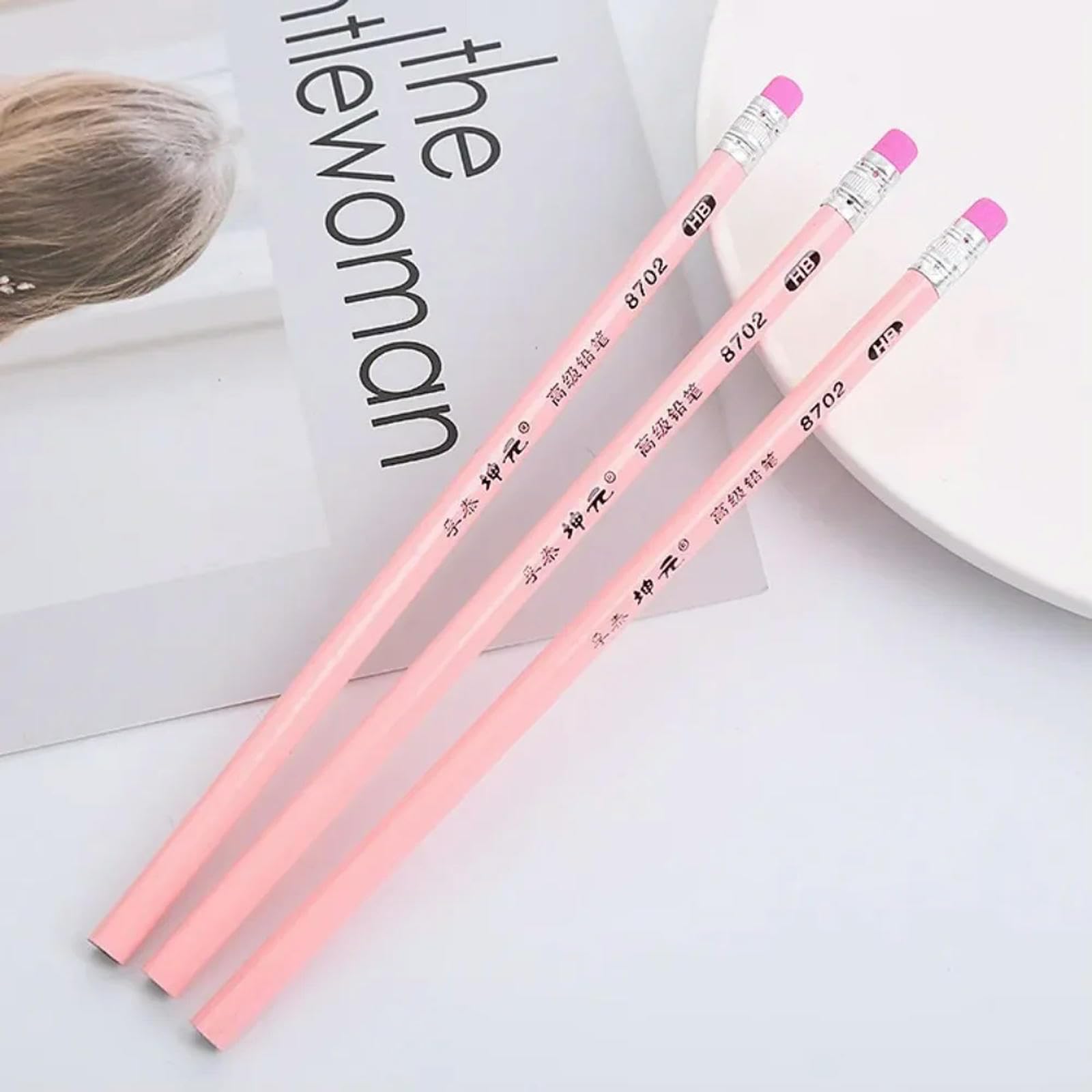 Crayon sans encre avec pointe remplaçable, Crayon à papier HB standard multicolore for l'école et le bureau(Pink 1pcs)