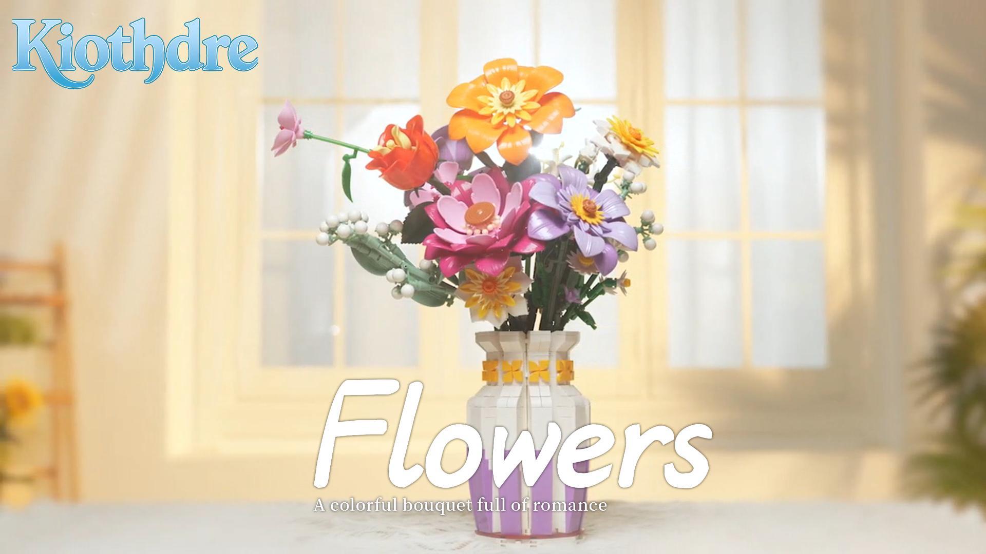 Amazon.com: Flower Bouquet Building Set with Dual-Color Vase -16