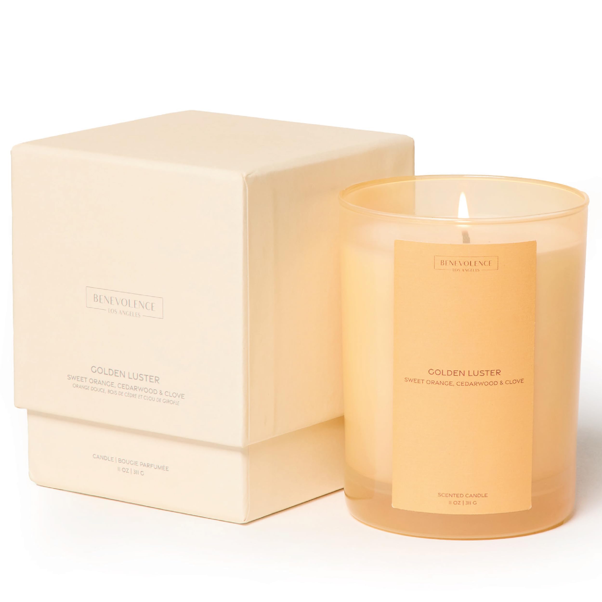 Benevolence LA Fall Candles – Vela perfumada de naranja, madera de cedro y clavo para el hogar, 11 onzas, 60 horas de combustión,