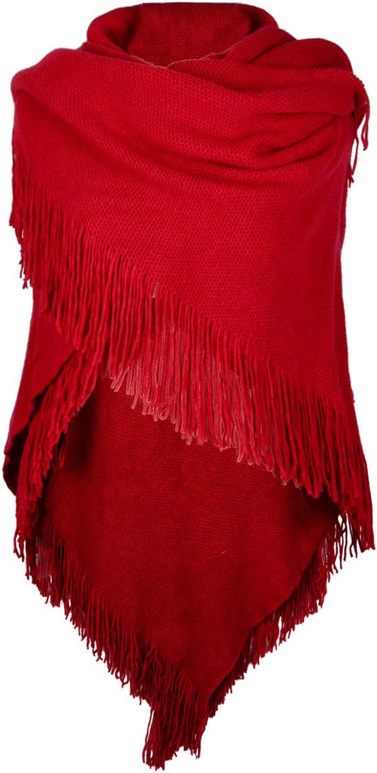 Women's Loose Cloak Poncho With Stylish Trumpet Button,Pullover Wrap - Image 7