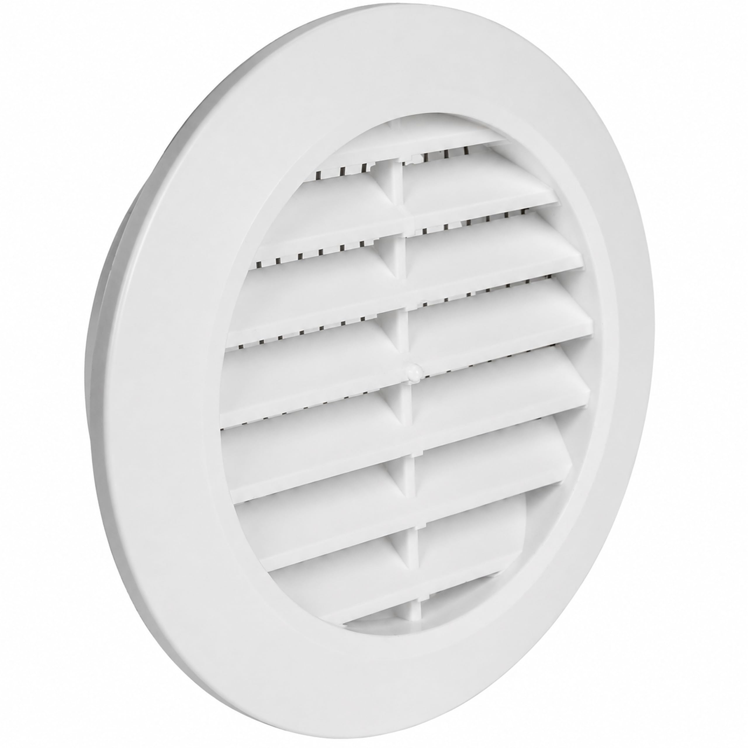 ECOPRO VENT White 60mm Vent Cover, Plastic Air Vent Covers for Walls and Ceiling, Round Lightweight Tumble Dryer Vent Cover w/Nylon Mesh Screen and One-Way Louvres, Indoor Furniture Use