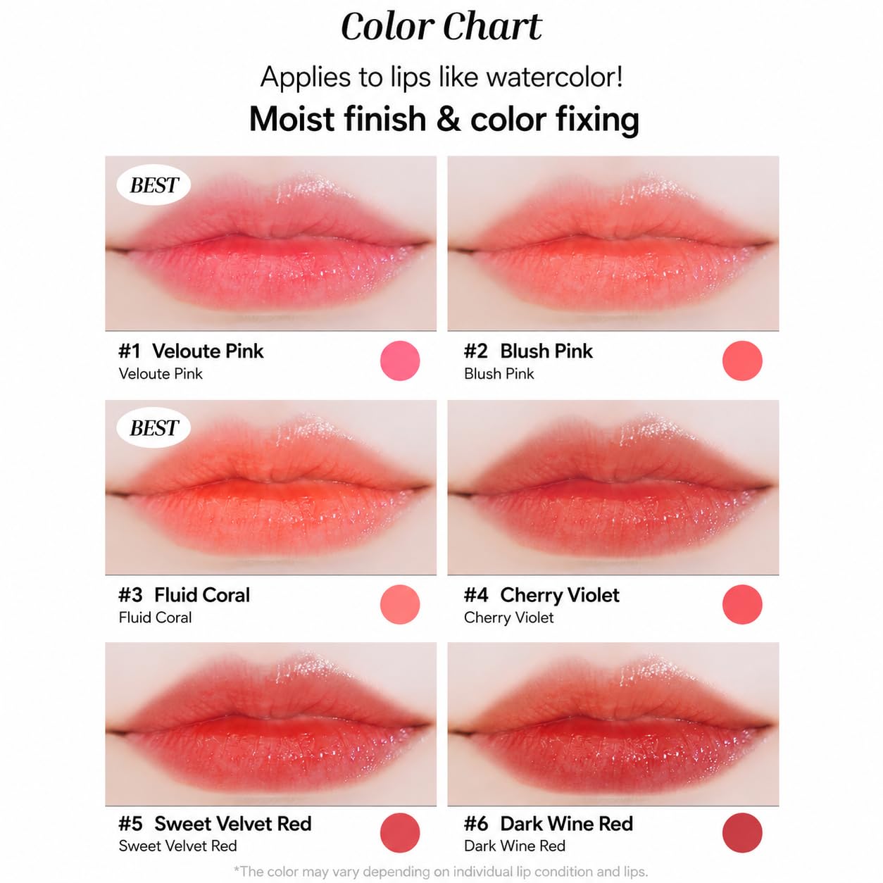 De l’o Éto Water Jelly Lip Tint, Korean Oil-Free Lip Stain with Buildable Color and Glossy Finish, Non-Sticky Multi-Use Lip & Cheek Tint, K-Beauty Makeup, Made in Korea (Cherry Violet)