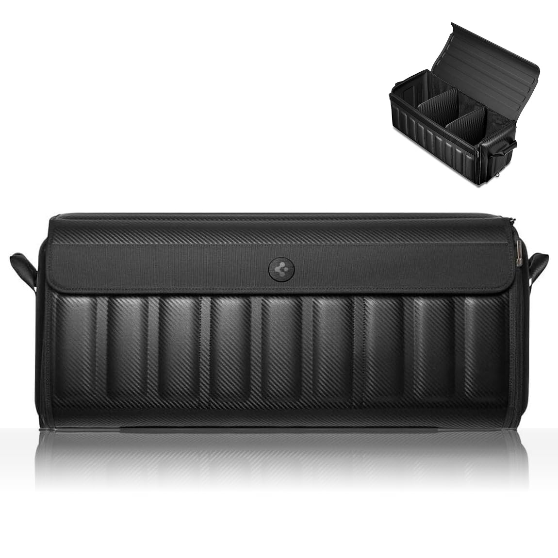 Spigen Tesla Model Y (~2025 Juniper) e 3/S/X Organizer Bagagliaio Auto Pieghevole, Universale Contenitore per Bagagliaio, Scatola di Stoccaggio Progettato per Tesla, Fiat, Alfa, Benz, BMW - Nero
