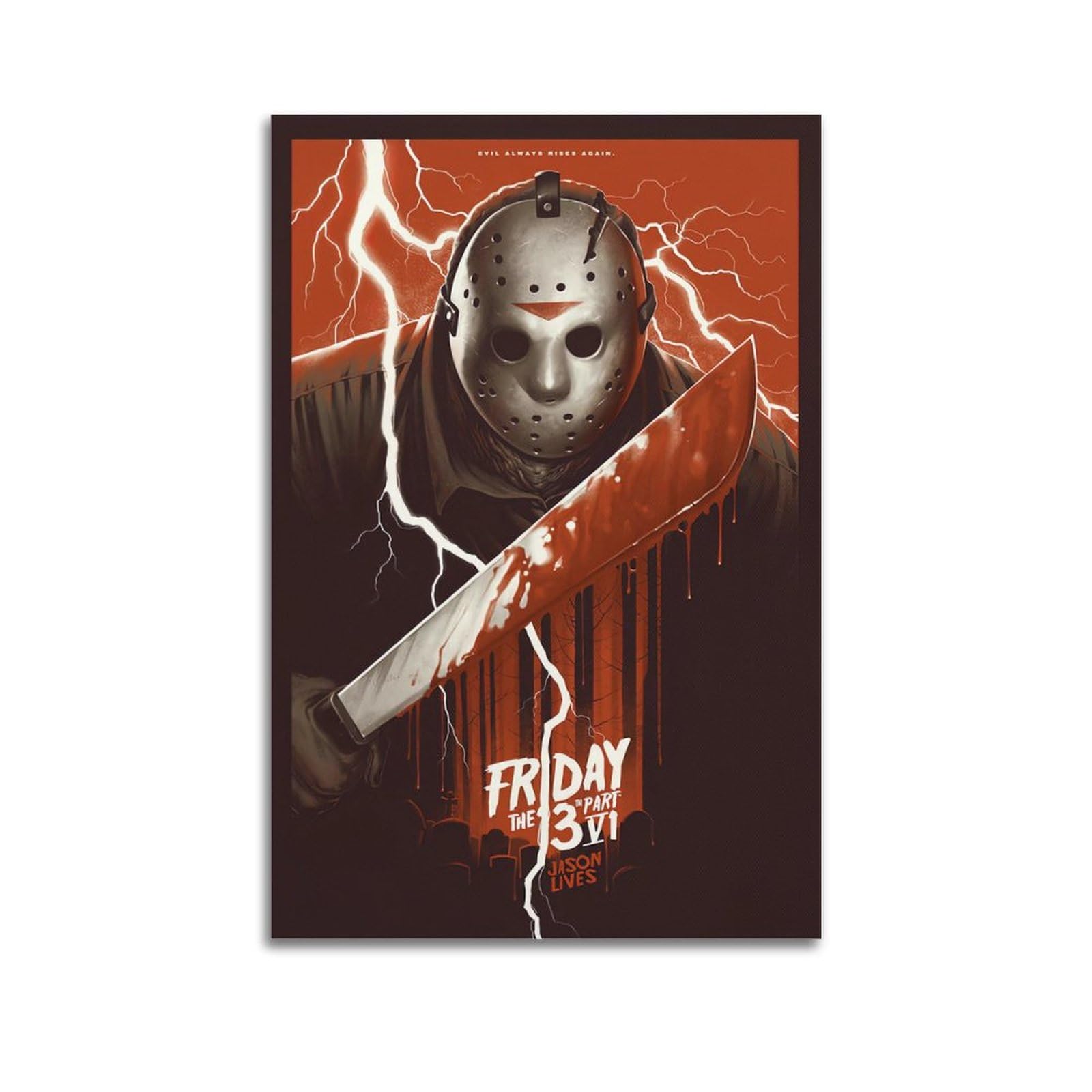 Witin Horror Movie Poster Friday The 13Th Decorative Canvas Family Bedroom Picture Painting 12X18inch(30X45cm)