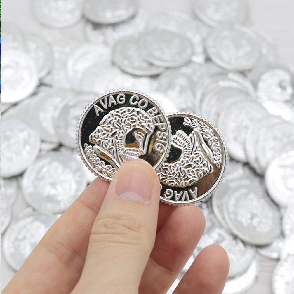 Toddmomy Pirate Gold Coins Play Accessories Pack of 100 Plastic Coins Props for Children Party Birthday Decoration Creative Educational Toy - Image 3