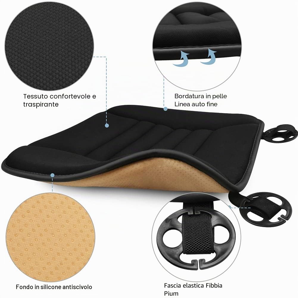 ACBAGI - Cuscino per sedile auto, cuscino per sedile del conducente con 1,2 pollici di memory foam confortevole per auto, sedia da ufficio e sedia di casa