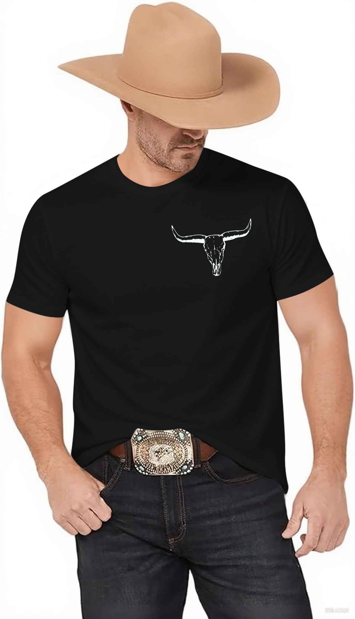 Cowboy T Shirt for Men: Vintage Western Country Shirts Crewneck Short Sleeve Tee Top