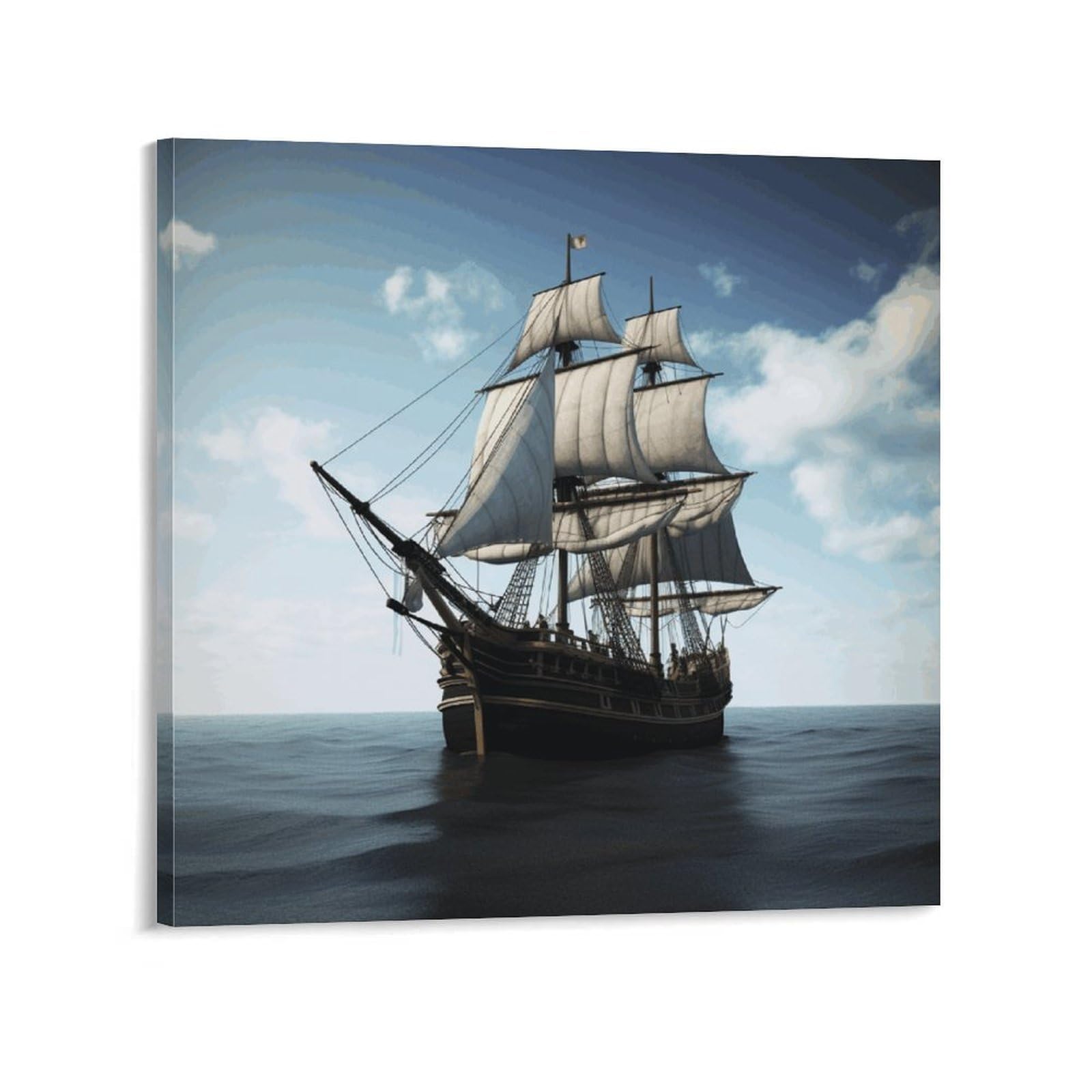 Old Sailing Ship Canvas Wall Art for Bedroom 28x28inch(70x70cm) Canvas Prints Artwork for Walls Modern Picture Artwork Painting for Living Room Aesthetic Wall Paintings for Bathroom Kitchen Office Dec
