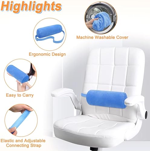 Miniatura 4 de Zelen Almohada lumbar para silla de oficina, soporte de espalda baja, postura, rollo de espalda, cojín lumbar redondo de espuma para asientos de