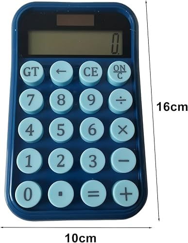 Miniatura 4 de hatleues Calculadora de escritorio Calculadora solar y alimentada por batería Pantalla LCD de 10 dígitos Botones redondos Calculadora solar portátil