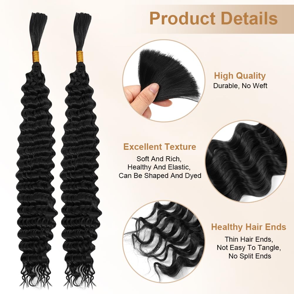 Aomig 65 cm Ponytail Extension Black Braids Extensions Curly Hairpiece Braided Hair Strands for Women Children Girls Synthetic Hair for Braiding Hair Extension Braid for Party Festival Gifts - Image 3