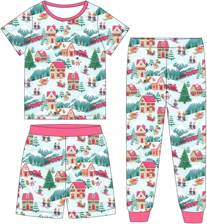 PATPAT Viscose Pajamas Sets for Boys Girls Kids Toddler, 3 Pack Shorts & Pants Sleepers, Ultra-soft Snug Fit Pjs 2-12Y