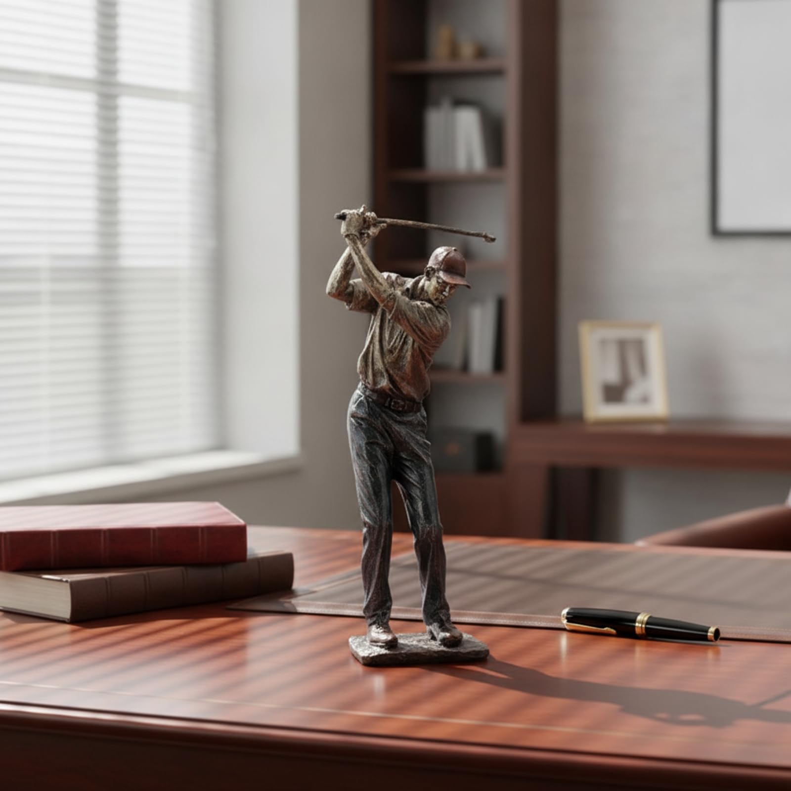 Figura Golf | Acabado Pintado Multicolor, Figura Golfista, Resistente, Escultura Golfista, para Oficina, Estudio, Golfistas
