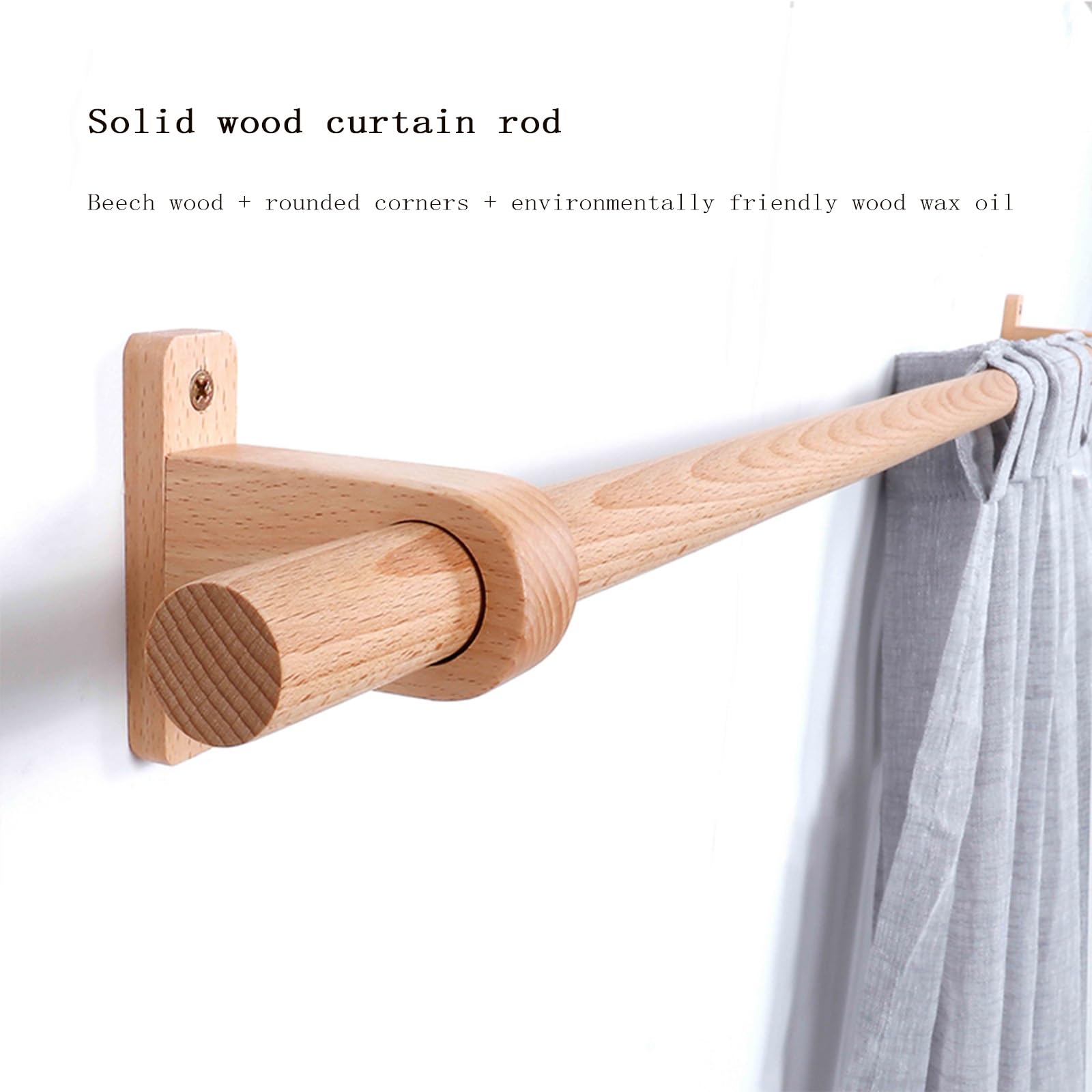 Tringle à Rideau Romaine en Bois Massif, Lisse et délicate, adaptée aux tringles à Rideaux de 100 à 320 cm.(160cm)