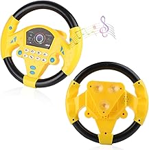 DBREAKS Steering Wheel Children's Toy, Copilot Steering Wheel with 360° Rotation, Interactive Steering Wheel, Learning Toy with Lights and Sounds, Simulation in Car, Driving Simulator for Children