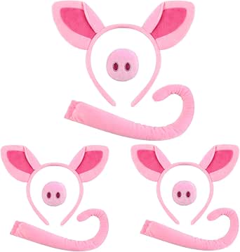 Worgeous 3pcs Realistic Latex Pig Nose With Elastic Band For Halloween Cosplay Fun Pig Snout Costume Accessories Pig Nose Prop For Adults And Kids