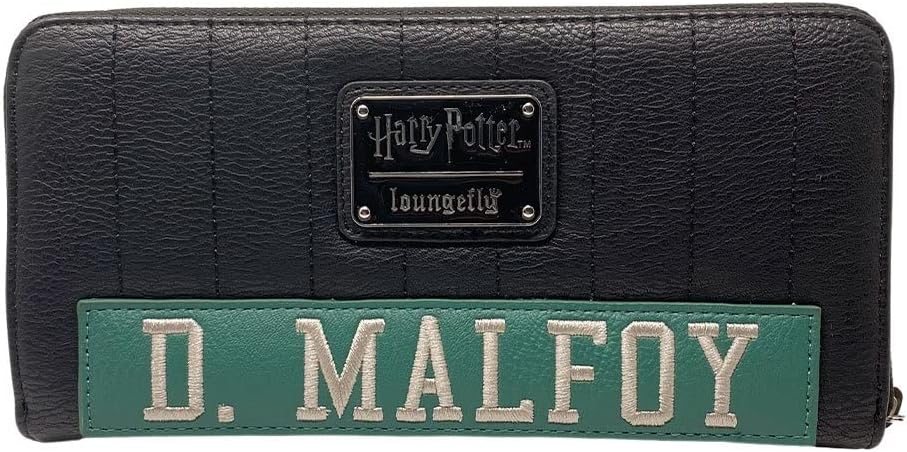 Loungefly x Harry Potter D. Malfoy Slytherin Zip-Around Wallet (Grey/Green, One Size)
