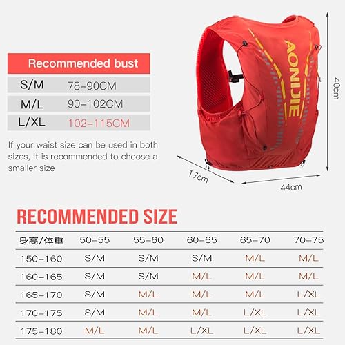 AONIJIE Chaleco de mochila de hidratación para correr, 12L, de alta capacidad, ligero, para senderismo, camping, escalada