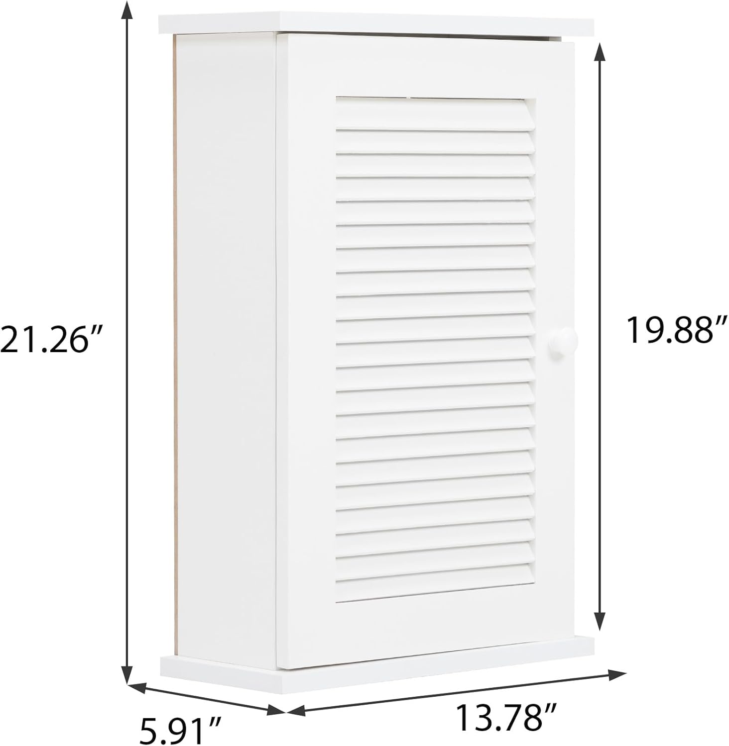 JAXPETY Bathroom Wall Cabinet 3-Tier Storage Organizer with Single Louvered Door,Wooden Medicine Cabinets with Adjustable Shelf for Bathroom&Living Room,White