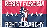 Resist Fascism Flag, Anti-Tump Protest Fight Oligarchy 3x5Ft Flag with 2 Brass Grommets...