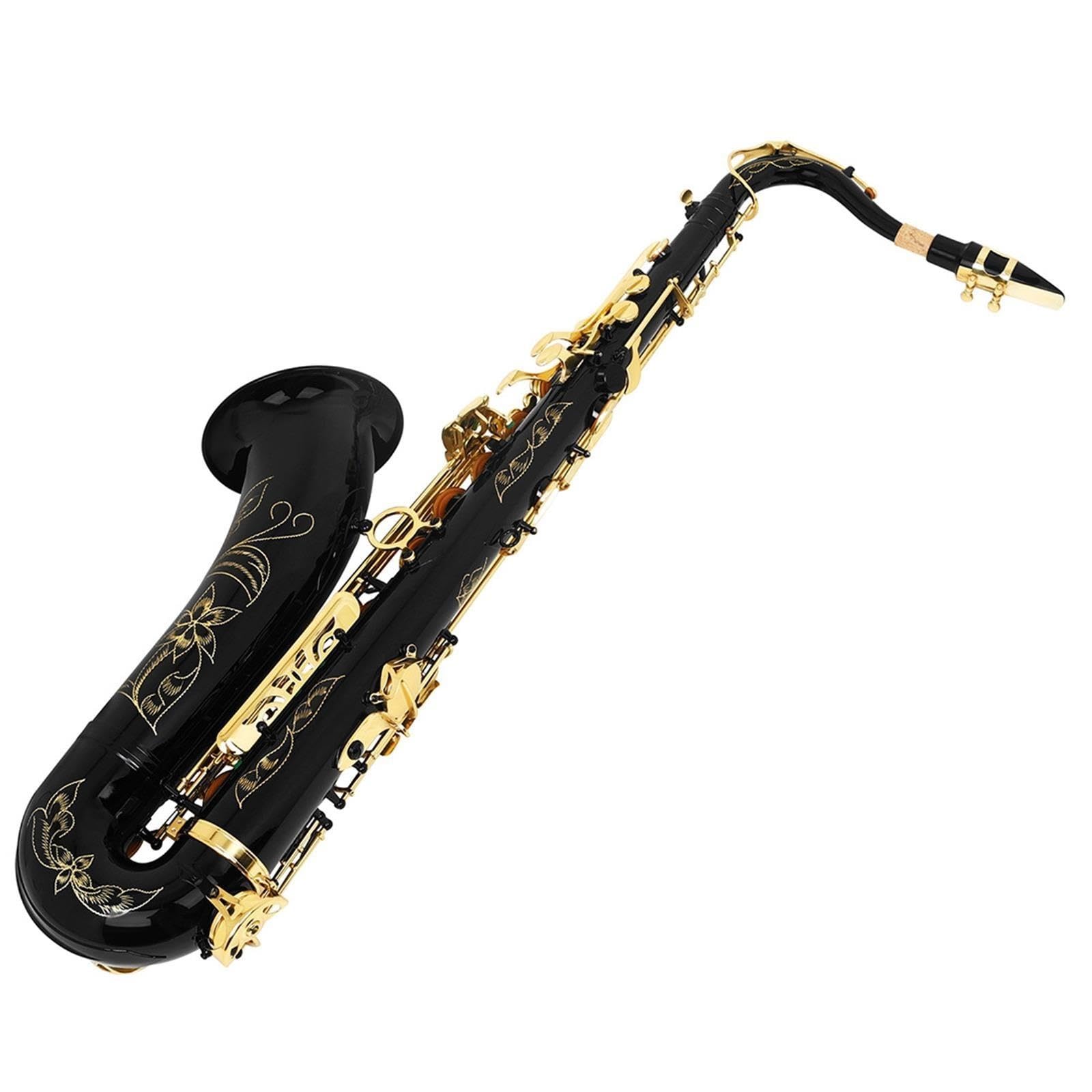 Saxofón Saxofón Tenor En Si Bemol Negro Con Teclas Doradas