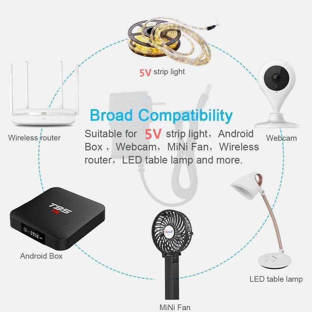 BOLWEO Universal 5v 2a Power Supply Adapter,AC to DC Adapter with 7 Tips Connector DC Plugs Adapter for TV Box, Security Camera, LED Strip Lights, Audio/Video and More 5v Household Electronic Devices : Electronics