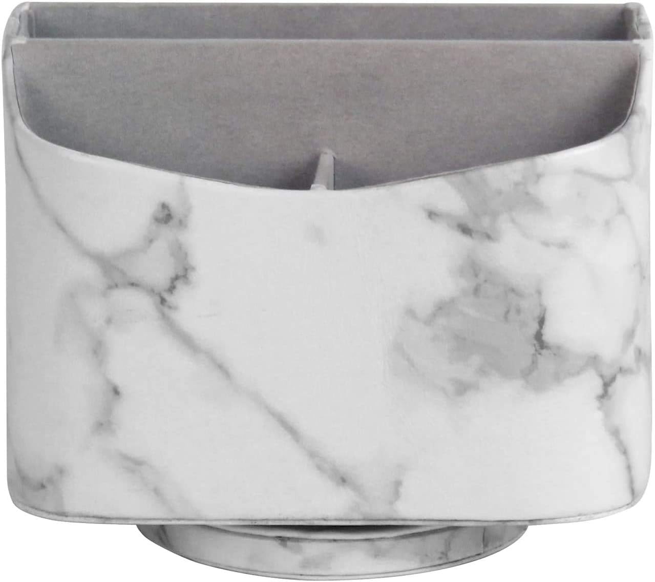 HofferRuffer Spinning Remote Control Holder, Remote Controller Holder, Remote Caddy, Media Storage Organizer, Spinning Remote Control Organizer, 7.3X 5.5 x 6 inches, Marble PU Leather