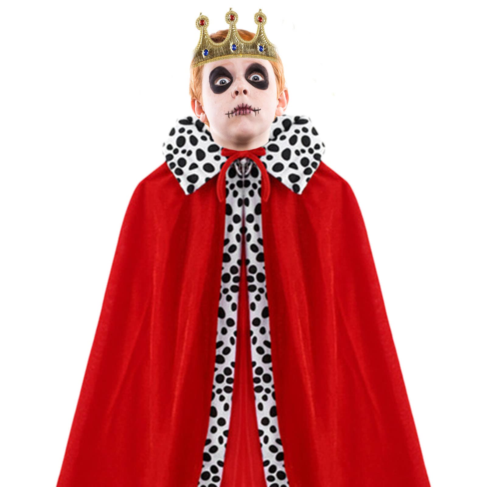 Mantello Da Re Bambino Con Corona - Costume Principe, Velluto Rosso, Per Halloween E Carnevale - Foto 13