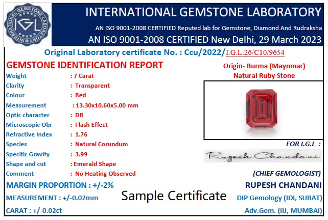 Image of USPTO Collection of Premium Quality Real Emerald Panna Yellow Sapphire Ruby Manik Blue Sapphire Neelam Pukhraj Stone Original Certified IGL Lab Tested Natural Green Hara Blue Yellow Pila Lal Red Nag