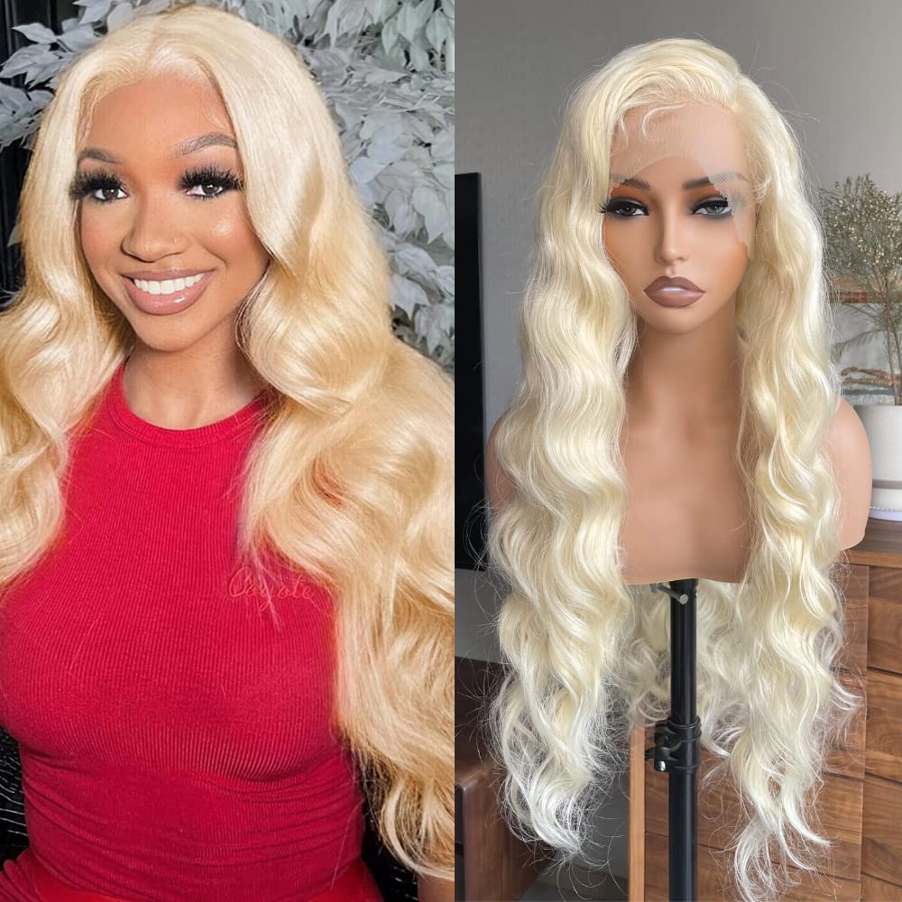 LOLYDEER 32 Inch 613 Synthetic Lace Front Wig Long Blonde Wig Glueless13x6 Lace Front Blonde Wigs For Black Women Loose Wave HD Lace Front Wigs Pre Plucked With Baby Hair