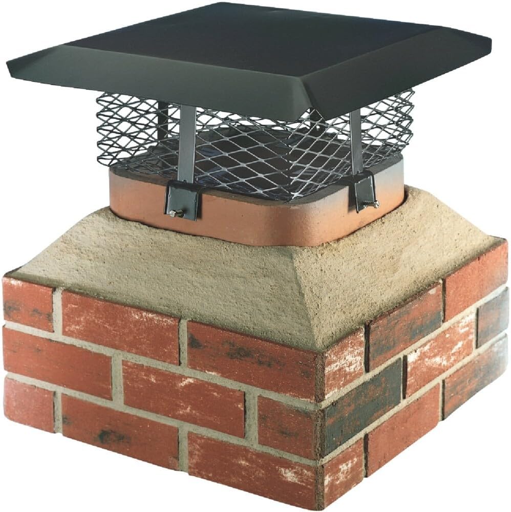 Adjustable Black Galvanized Steel Single Flue Chimney Cap - 1 Each