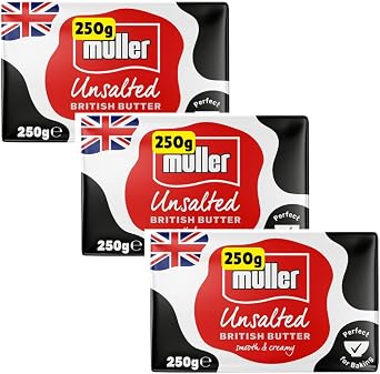 Mullers British Unsalted butter, baking butter 3x250g