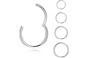 4Pcs Hinged Stainless Steel Nose Rings Hoop