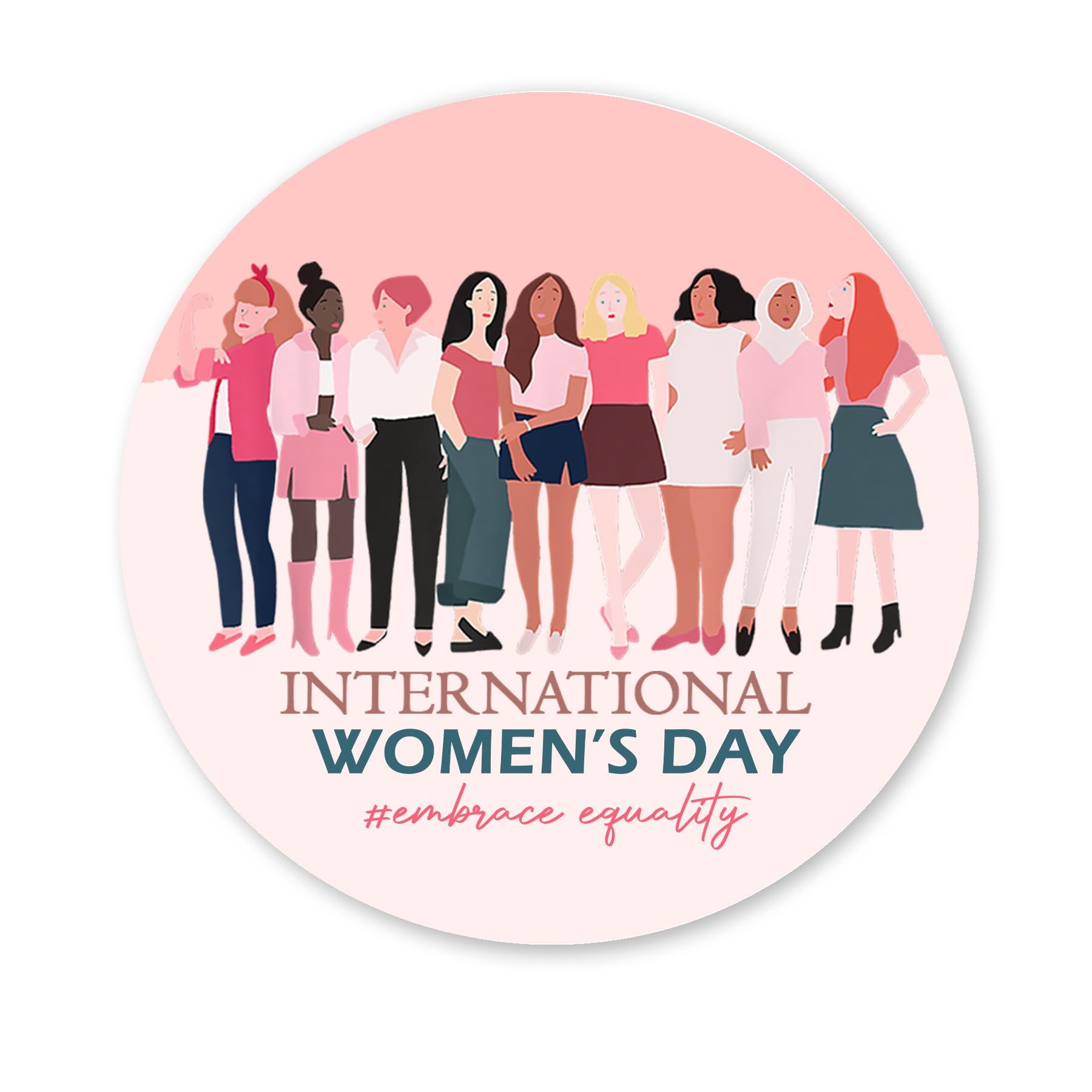 Treasured Forever Women's Pink Happy International Day Stickers - Business Sticker Sweet Sweet Cone Bags Empower Her: International Day - 24 (45Mm) Stickers