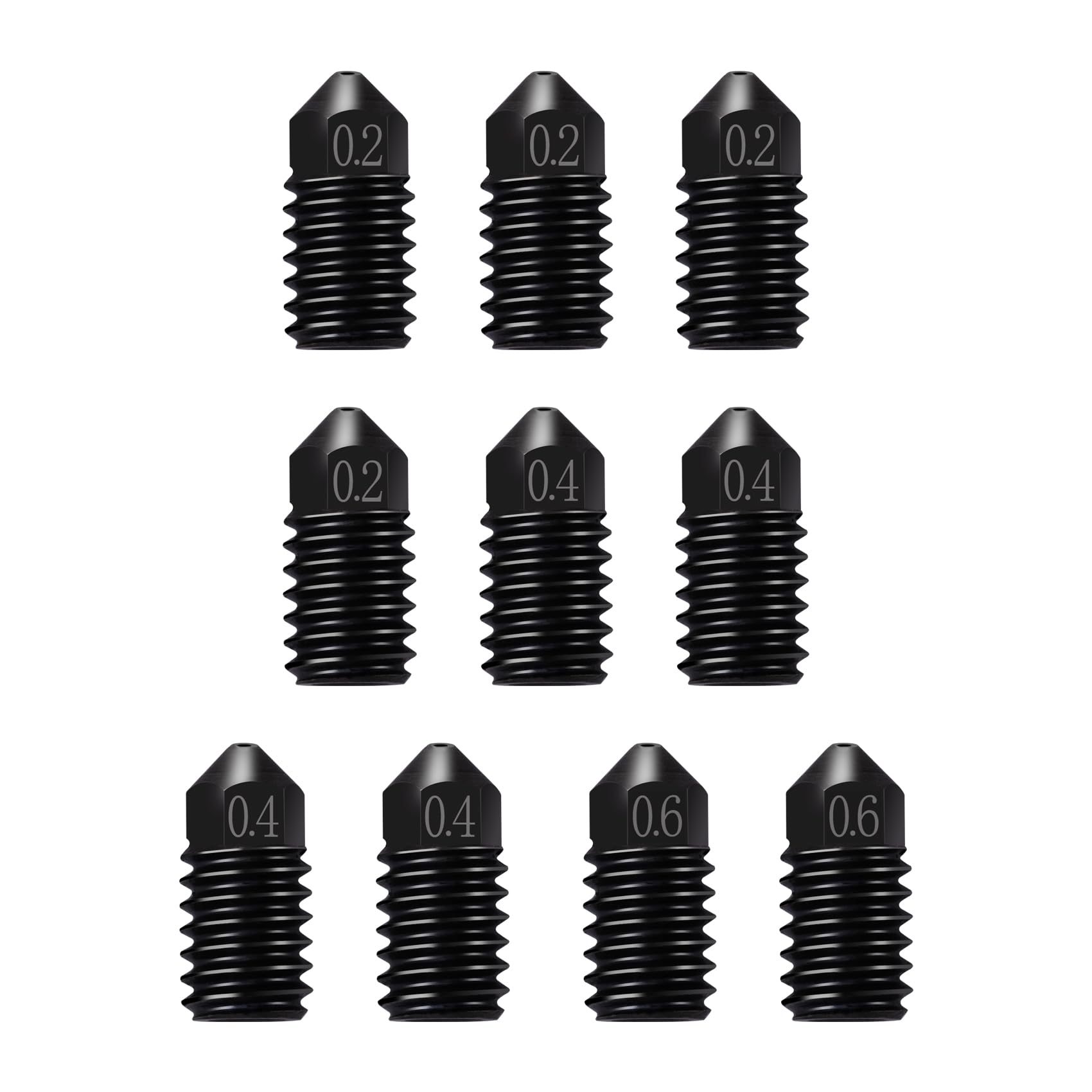 10PCS Hardened Steel Nozzles for Bambu Lab A1/A1 Mini, Quick Replacement Nozzles 0.2MM 0.4MM 0.6MM Nozzles for A1/A1 Mini 3D Printer