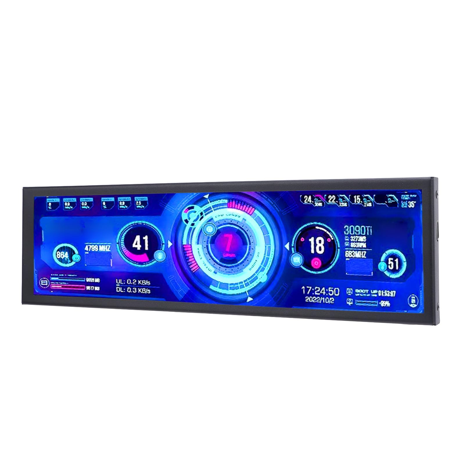 SENECESLI 8,8 Zoll Computertemperaturmonitor, PC Sensor Panel Display mit Landschaft und Porträtumschaltung, 170 ° Anzeigewinkel