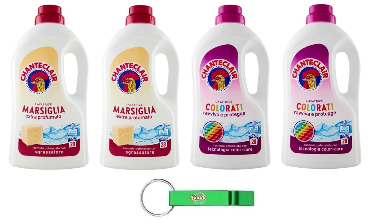Chanteclair Lavatrice – Paquete de prueba Marsella + Colorati – Detergente líquido para la lavadora – Detergente para lavadora – Detergente 28 lavados 1260 ml + llavero Beni Culinari gratis