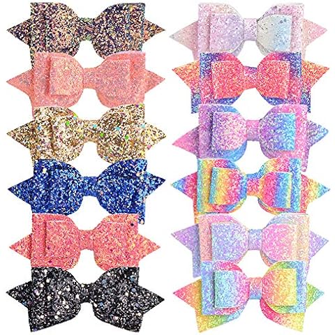 12pcs 5 Inches Sparkly Hair Bows Glitter Boutique Hair Clips Sequins Bows Alligator Hair Clips for Girls Teens Toddlers Cover