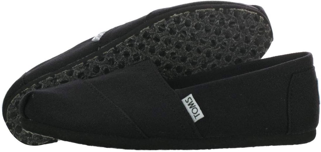 TOMS Women's Classic Alpargata Slip-On Shoe Black On Black Canvas 7 M