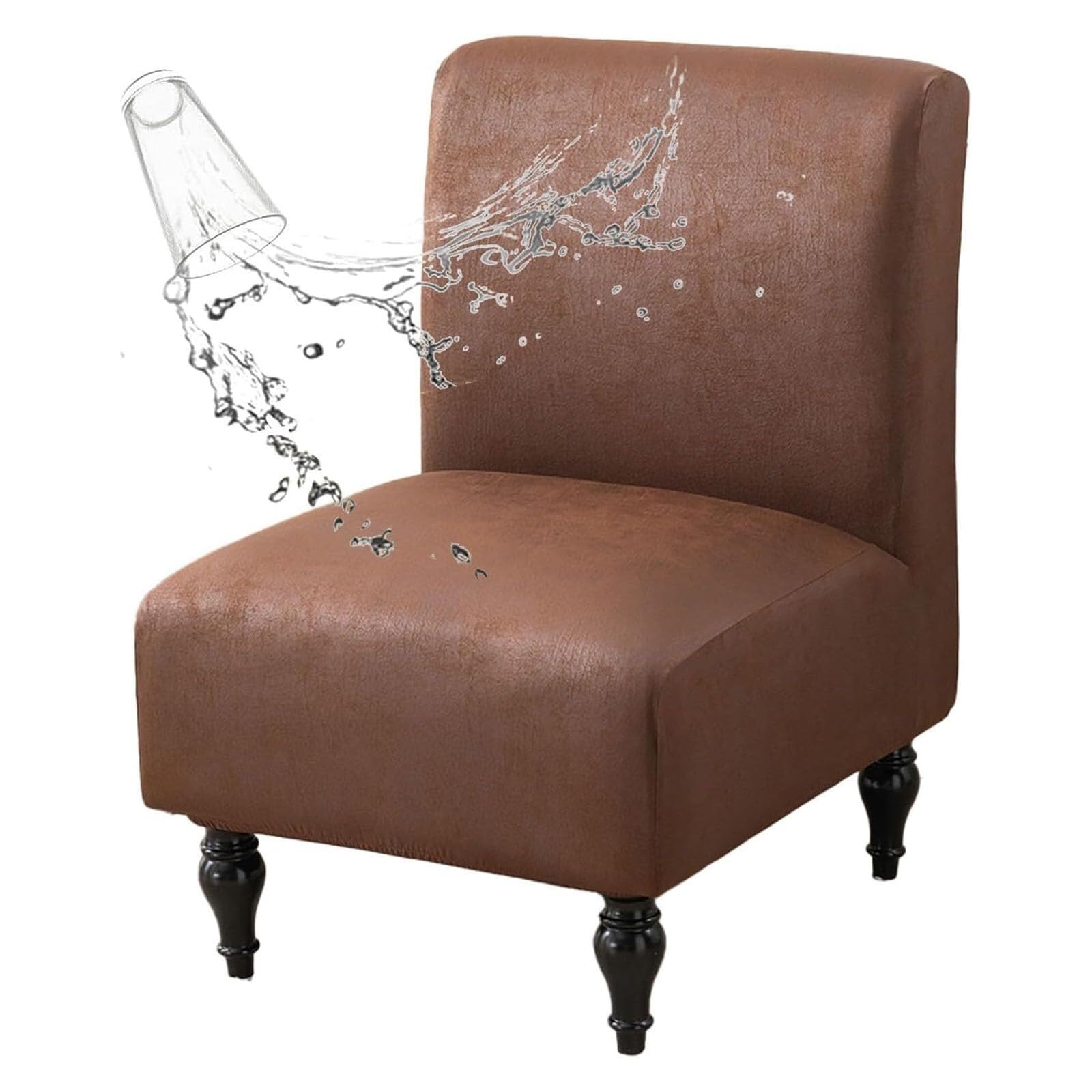 NMVAWIPT Waterproof Armless Accent Chair Slipcover - Faux Leather Slipper Cover With Elastic Bottom(#7,1pcs)