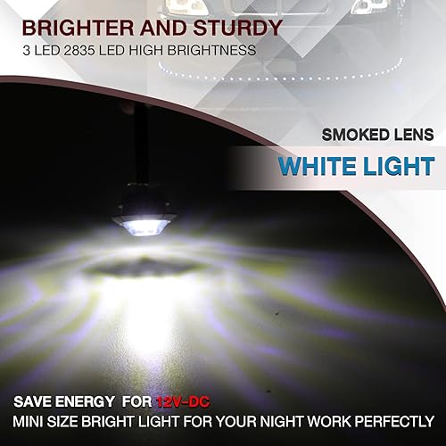 Miniatura 5 de Paquete de 20 lentes ahumados TMH de 34 pulgadas LED blanco DC de 12 V luz de marcador lateral redonda lámpara de liquidación forma de bala