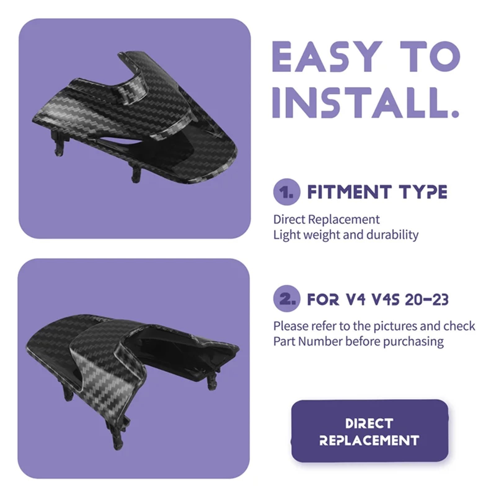 Rear Fairing Seat Cowl Przedni reflektor motocyklowy środkowy wlot powietrza Inter Fairing pasuje do Ducati Streetfighter V4 V4S 2020-2023-A52R