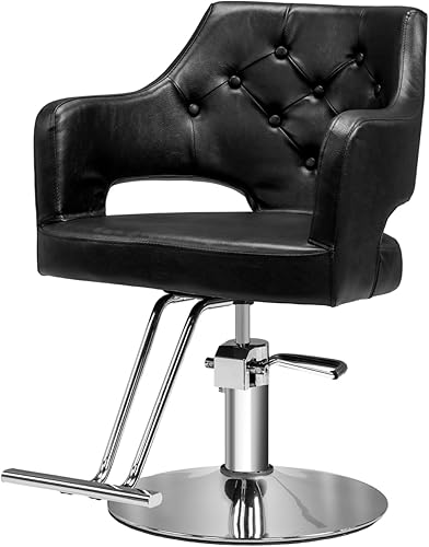 Vista 41 de OmySalon Sillas de peluquería para peluquería silla de estilo negro dorado, silla de salón para estilista, Bomba hidráulica resistente, 360° Oro