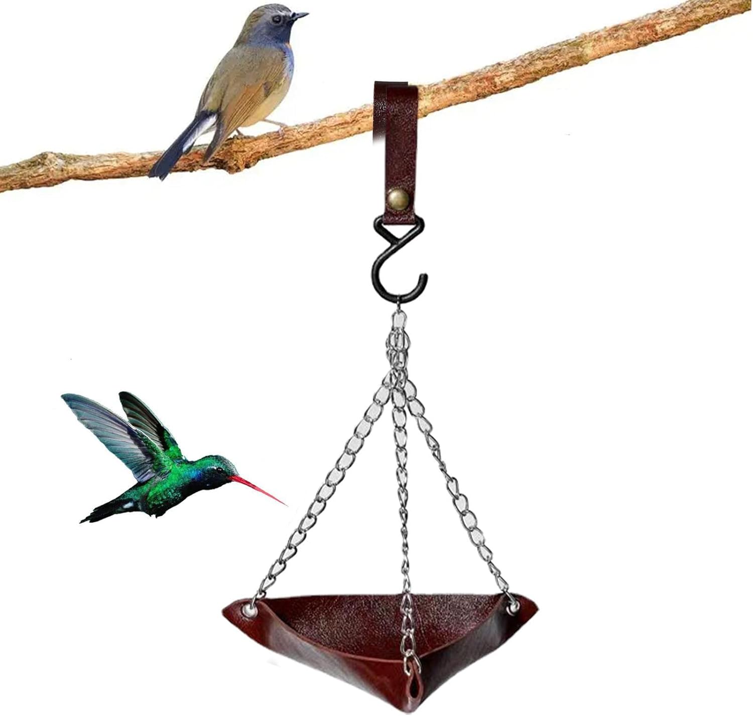 Amazon.co.jp ハンギング バード フィーダー トレイ PU レザー プラットフォーム バード フィーダー 野鳥フード