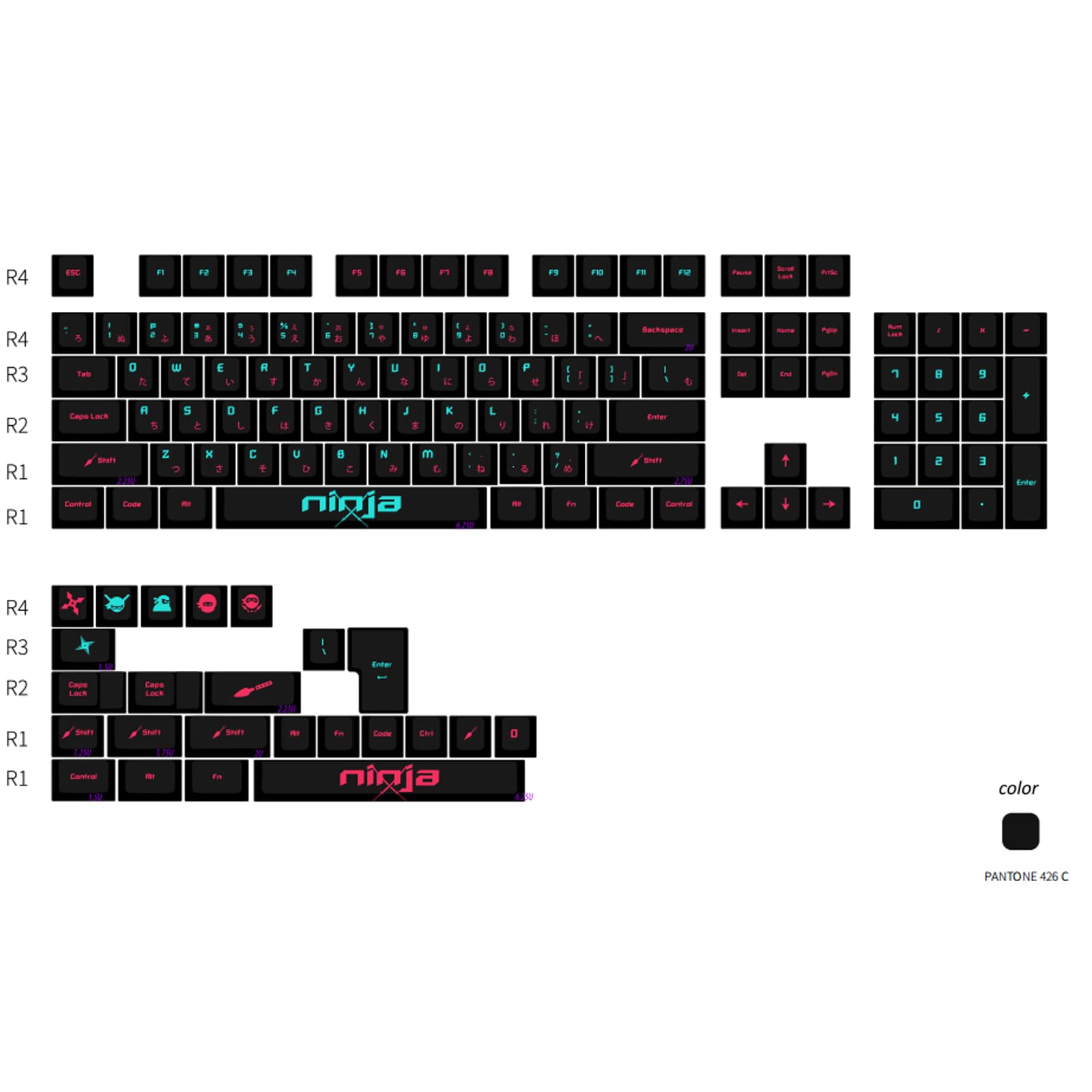 Draoza 81 Keys Pbt Dye Sublimation Japanese Keycaps Gmk Ninja ...