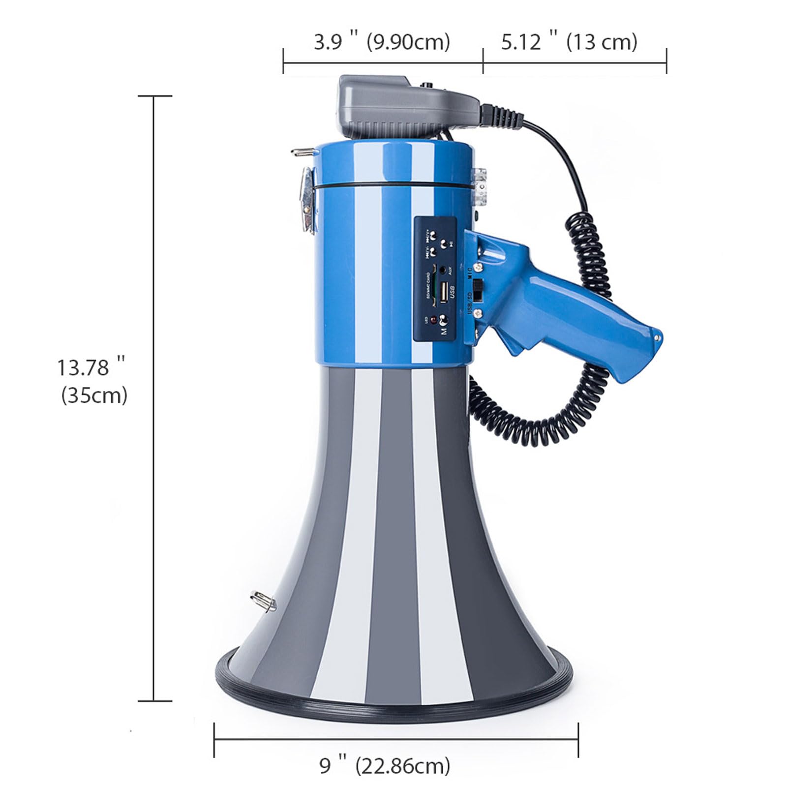 esmen Altoparlante megafono Professionale Portatile da 50 Watt di Grandi Dimensioni con Sirena e Registrazione 240 Secondi