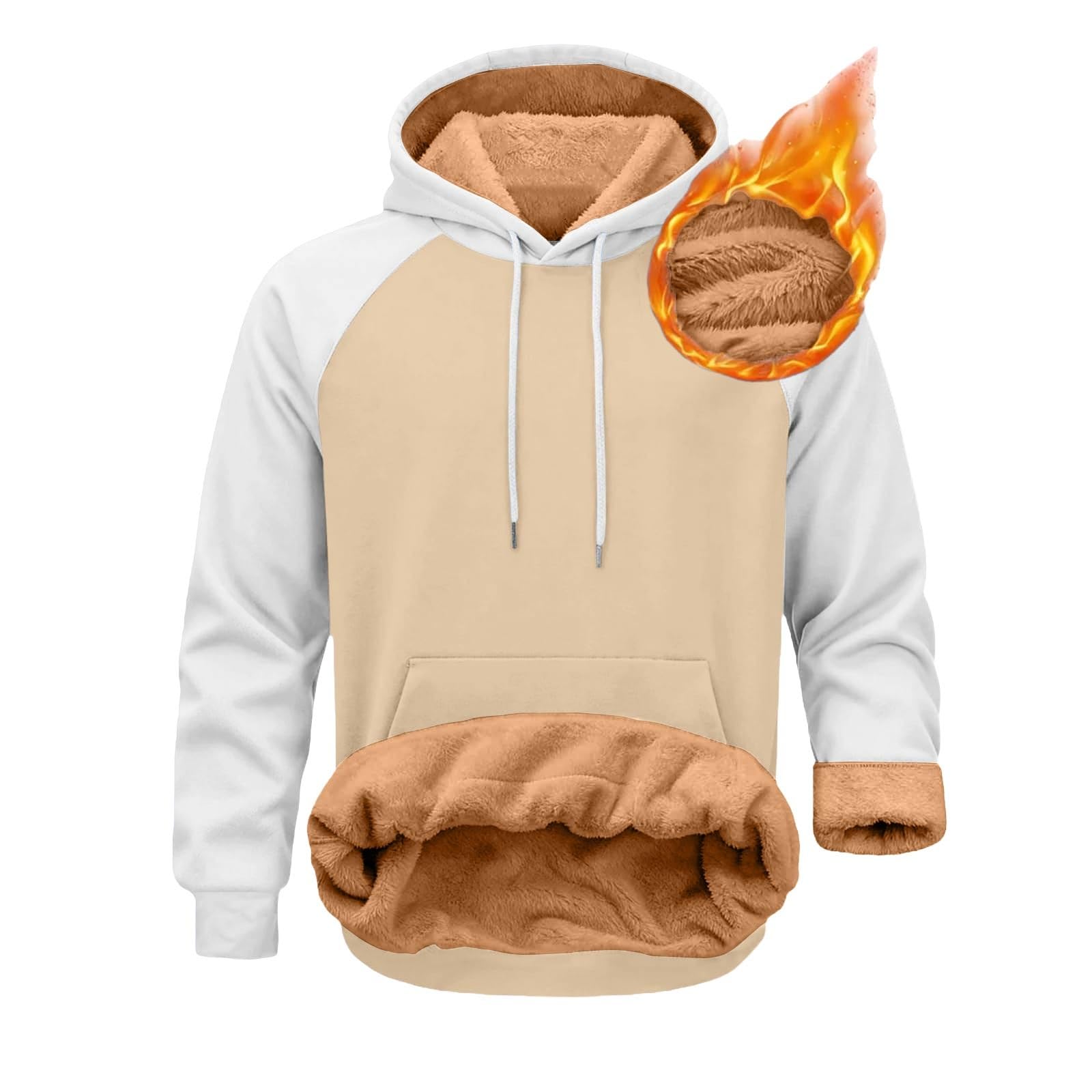 Ropa De Verano Hombre Sudadera con Capucha para Hombre, Estilo Informal, Cálida, Forrada, Ideal El Invierno. del Hierro (Beige, M) Casual Men's Clothing Chaqueta Entretiempo Camisa