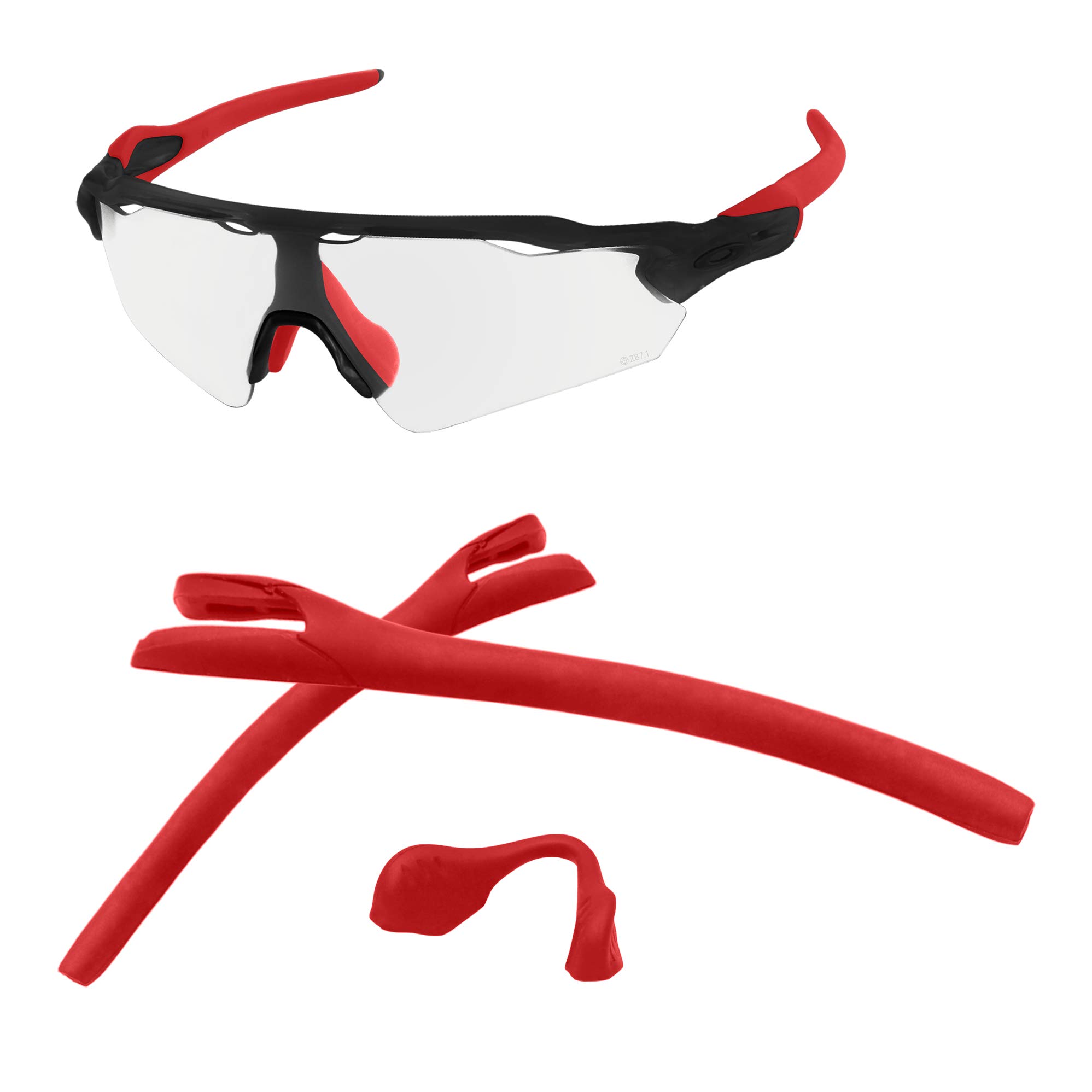 Aozan Men's Red Rubber Kit Replacet Earsocks & Nose Pads For Oakley Radar Ev Path/Pitch Sunglasses - Red