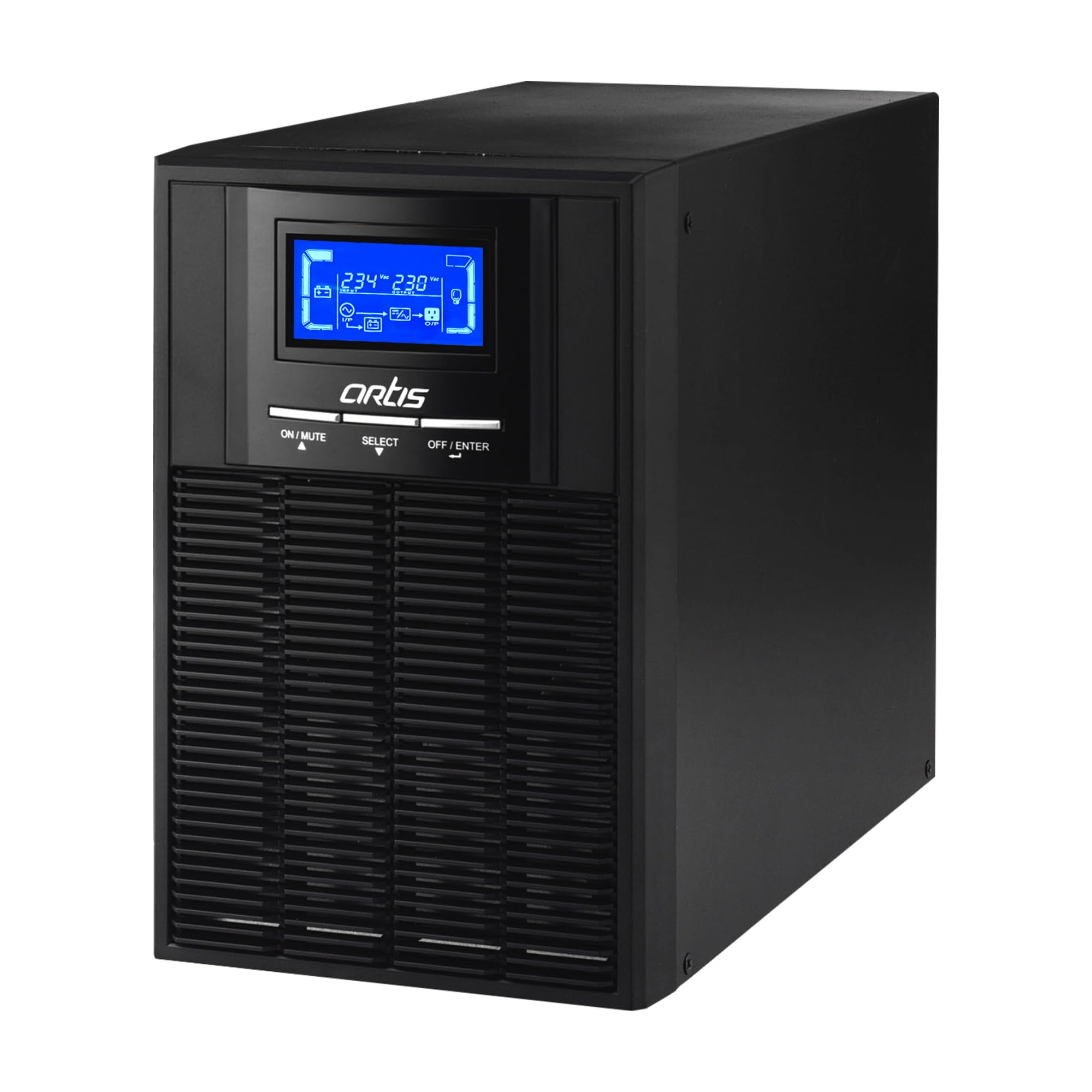 Artis 1KVA Online High Frequency Pure Sine Wave UPS. 2x9Ah Built in Batteries (BIB), LCD Display, Overload Protection(OVPD). 3 Output sockets. Generator Compatible. BIS Certified Online UPS-image-12