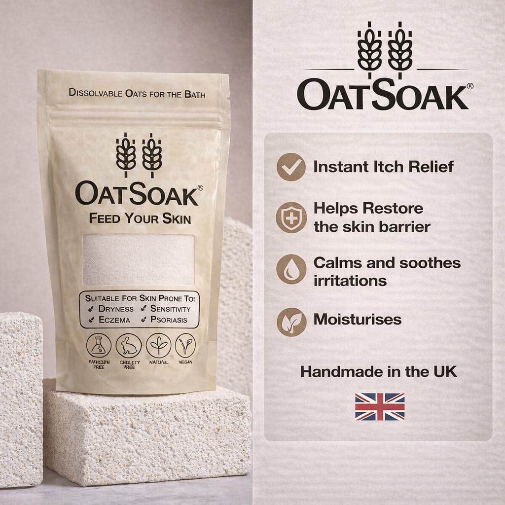 OatSoak - Avena colloidale da 100 g, sollievo dalla varicella, bagno lenitivo per prurito, psoriasi, eczema, varicella e scottature solari, cura della pelle naturale